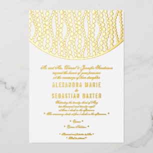 Elegant Romantisch Schrift Gouden Parels Trouw Gou Folie Uitnodiging