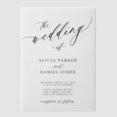 Elegant romantisch script eenvoudige bruiloft vellum uitnodigingen (Voorkant)