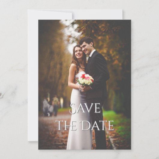 Elegant romantisch script kleur foto bruiloft save the date (Voorkant)