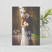 Elegant romantisch script kleur foto bruiloft save the date (Staand voorkant)