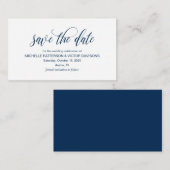 Elegant Romantisch Script, Navy Blue, Save the dat Informatiekaartje (Voorkant / Achterkant)