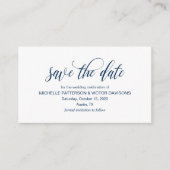 Elegant Romantisch Script, Navy Blue, Save the dat Informatiekaartje (Voorkant)