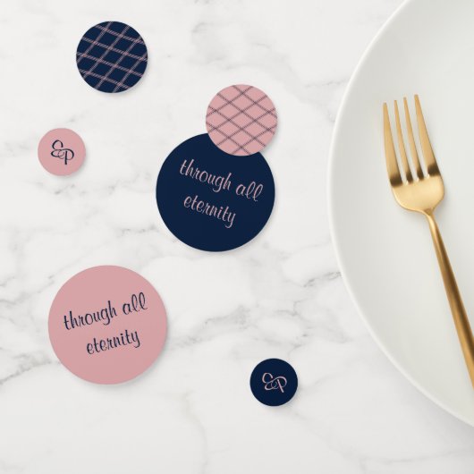 Elegant Romantisch Script Navy & Blush Confetti (Groep)