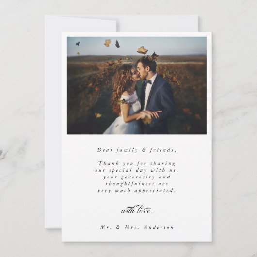 Elegant Romantisch Script Trouwen 2 Foto Bedankkaart (Achterkant)