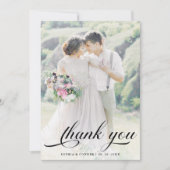 Elegant Romantisch Script Trouwen 2 Foto Bedankkaart (Voorkant)