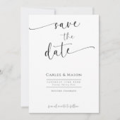 Elegant romantisch script zwart-wit bruiloft save the date (Voorkant)