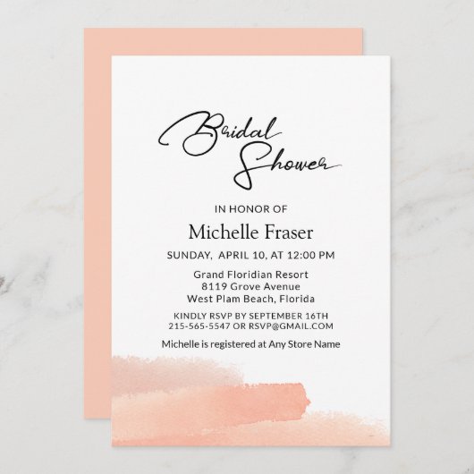 Elegant romantisch simpel roze Vrijgezellenfeest Kaart (Voorkant / Achterkant)