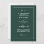 Elegant & Romantisch Smaragd groen Monogram Bruilo Kaart (Voorkant)