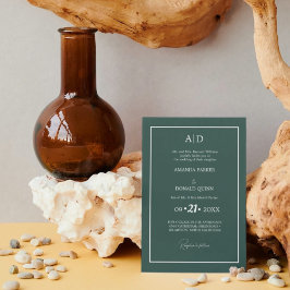 Elegant & Romantisch Smaragd groen Monogram Bruilo Kaart