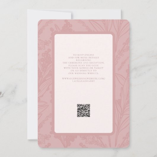 Elegant romantisch stoffig roos alles in één bruil kaart (Achterkant)