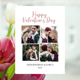 Elegant romantisch valentijnsdag koppel 4 foto feestdagenkaart