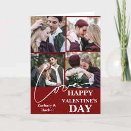 Elegant Romantisch Valentijnsdag paar 4 foto Feestdagen Kaart