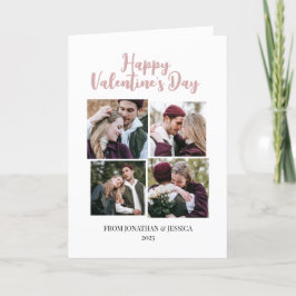 Elegant Romantisch Valentijnsdag paar 4 foto Feestdagen Kaart