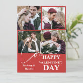 Elegant Romantisch Valentijnsdag paar 4 foto Feestdagenkaart (Staand voorkant)