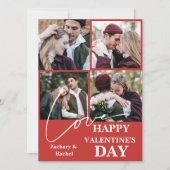 Elegant Romantisch Valentijnsdag paar 4 foto Feestdagenkaart (Voorkant)