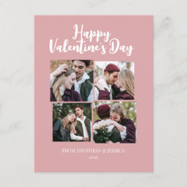 Elegant Romantisch Valentijnsdag paar 4 foto Feestdagenkaart