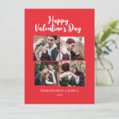 Elegant Romantisch Valentijnsdag paar 4 foto Feestdagenkaart (Staand voorkant)
