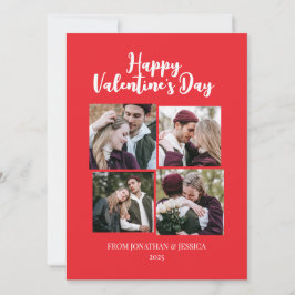 Elegant Romantisch Valentijnsdag paar 4 foto Feestdagenkaart