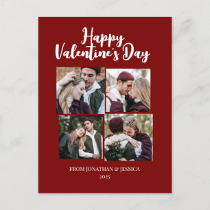 Elegant Romantisch Valentijnsdag paar 4 foto Feestdagenkaart