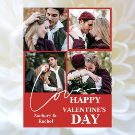 Elegant Romantisch Valentijnsdag paar 4 foto Feestdagenkaart