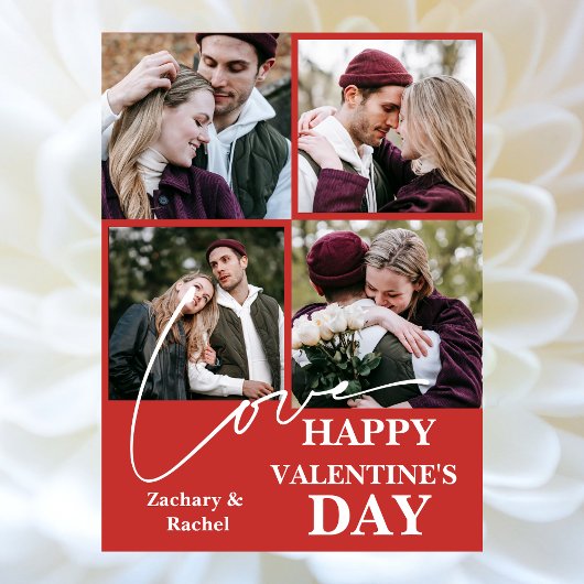 Elegant Romantisch Valentijnsdag paar 4 foto Feestdagenkaart