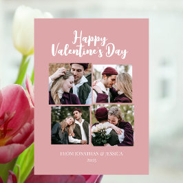 Elegant Romantisch Valentijnsdag paar 4 foto Feestdagenkaart