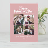 Elegant Romantisch Valentijnsdag paar 4 foto Feestdagenkaart (Staand voorkant)