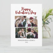 Elegant Romantisch Valentijnsdag paar 4 foto Feestdagenkaart (Staand voorkant)