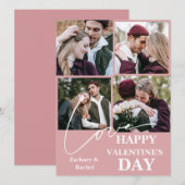Elegant Romantisch Valentijnsdag paar 4 foto Feestdagenkaart (Voorkant / Achterkant)