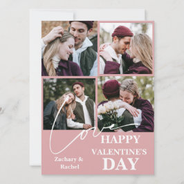 Elegant Romantisch Valentijnsdag paar 4 foto Feestdagenkaart