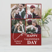 Elegant Romantisch Valentijnsdag paar 4 foto Feestdagenkaart (Staand voorkant)