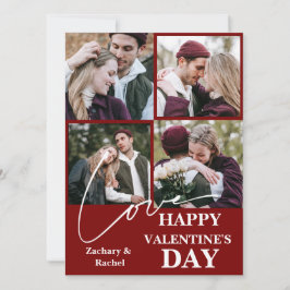 Elegant Romantisch Valentijnsdag paar 4 foto Feestdagenkaart