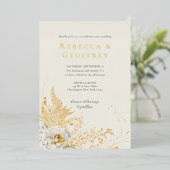 Elegant Romantisch Varen Roos Bloemen Bruiloft Gou Folie Uitnodiging (Staand Voorkant)