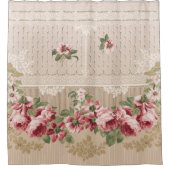 Elegant Romantisch Victoriaans Roze Bloemen Douchegordijn (Voorkant)