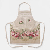 Elegant Romantisch Victoriaans Roze Bloemen Schort (Voorkant)