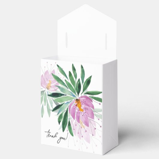 Elegant Romantisch Violet Paarse Bloemen Waterverf Bedankdoosjes (Geopend)