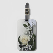 Elegant & Romantisch Witte Roos Personaliseren Bagagelabel (Voorkant (verticaal))