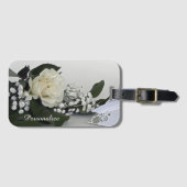 Elegant & Romantisch Witte Roos Personaliseren Bagagelabel (Voorkant (horizontaal))