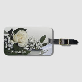 Elegant & Romantisch Witte Roos Personaliseren Bagagelabel