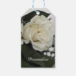 Elegant & Romantisch Witte Roos Personaliseren Cadeaulabel