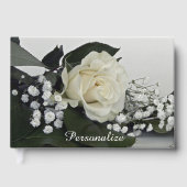 Elegant & Romantisch Witte Roos Personaliseren Gastenboek (Voorkant)