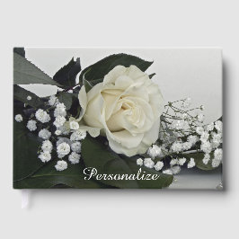 Elegant & Romantisch Witte Roos Personaliseren Gastenboek