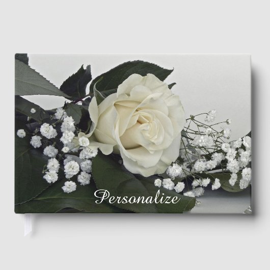 Elegant & Romantisch Witte Roos Personaliseren Gastenboek (Voorkant)