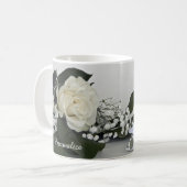 Elegant & Romantisch Witte Roos Personaliseren Koffiemok (Voorkant links)