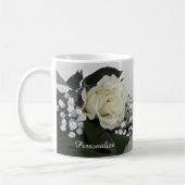 Elegant & Romantisch Witte Roos Personaliseren Koffiemok (Links)