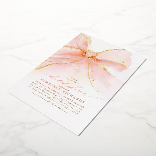 Elegant Romantisch Zacht Roze Boog Vrijgezellenfee Folie Uitnodiging (Gedraaid)