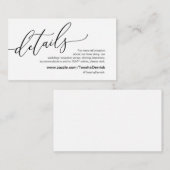 Elegant romantisch, zwart, onze huwelijksgegevens informatiekaartje (Voorkant / Achterkant)