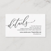 Elegant romantisch, zwart, onze huwelijksgegevens informatiekaartje (Voorkant)