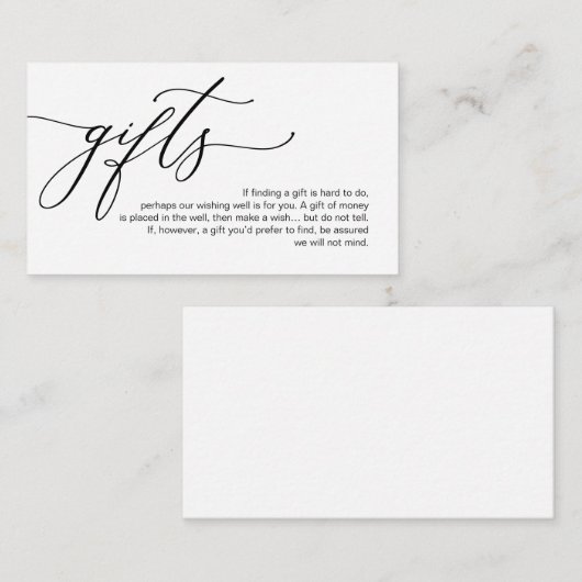 Elegant Romantisch, Zwart script, Een notitie over Informatiekaartje (Voorkant / Achterkant)