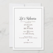 Elegant romantisch zwart-wit repetitiediner kaart (Voorkant)